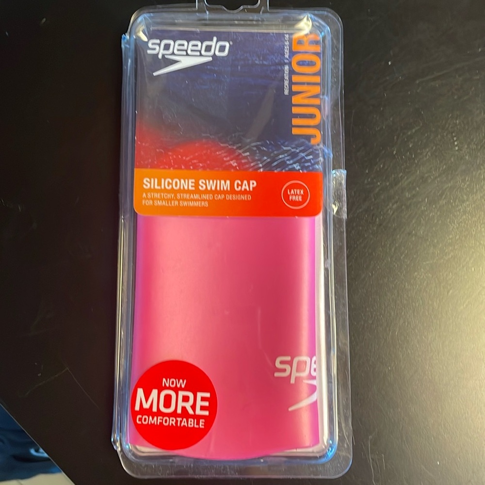 NWT Speedo Jr silicone pink swim cap